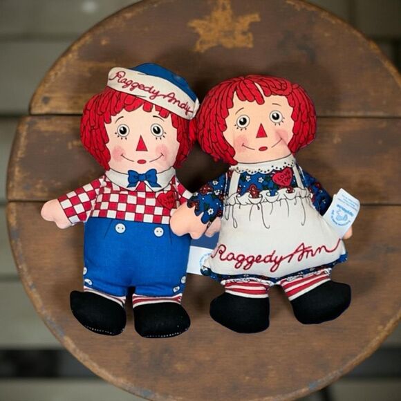 Vintage Applause Raggedy Ann & Andy Bean Plush Bag Dolls 8” P10 - Picture 1 of 7